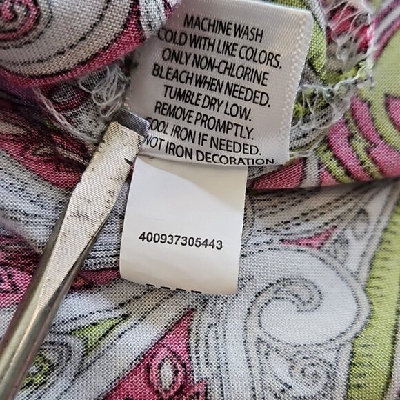 Croft & Barrow Midi Dress Large Pink Paisley Smocked Sleeveless Fit & Flare - Picture 5 of 12